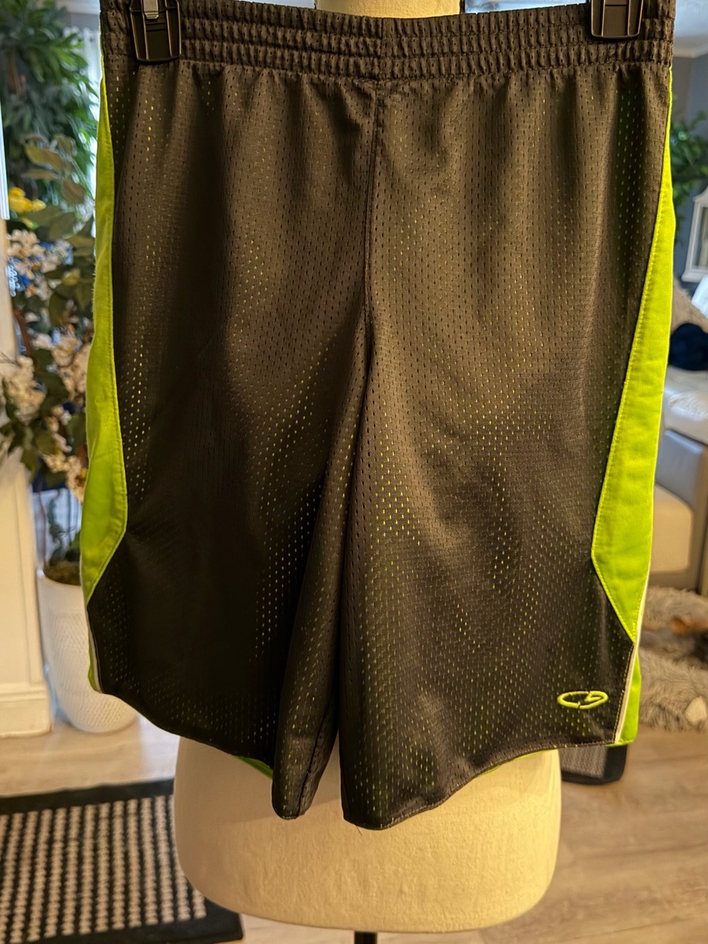 Champion Black Athletic Shorts with Neon Green Panels